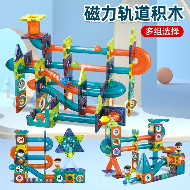 Puzzle Children'S Magnetic Toy Dige Magnet Color Window Pipe Ball Magnetic Scene Building Blocks Track Spell - Image 2