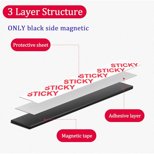 Towjug Sticky Anisotropic Magnetic Tape Roll (1in x10ft) - Flexible Magnet Strip with Adhesive Backing for Crafts, Kitchen, Whiteboards, Fridge, DIY Organization - Image 2
