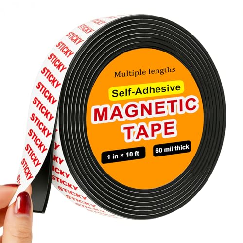 Towjug Sticky Anisotropic Magnetic Tape Roll (1in x10ft) - Flexible Magnet Strip with Adhesive Backing for Crafts, Kitchen, Whiteboards, Fridge, DIY Organization - Image 1