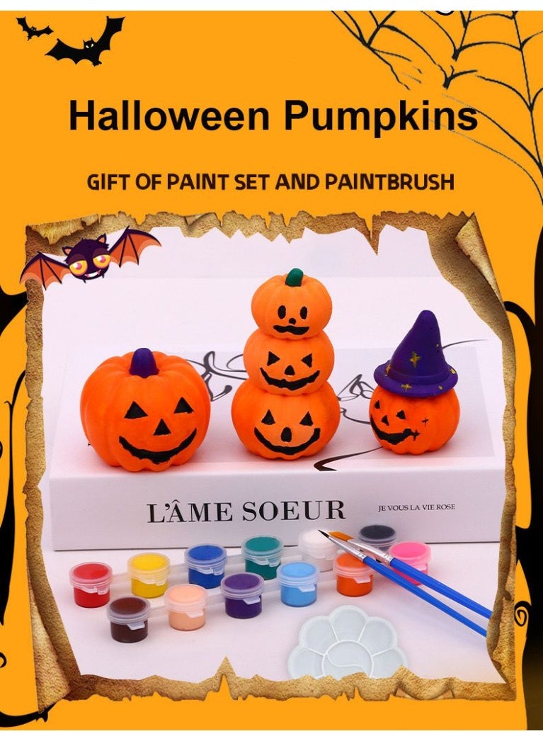 Home Smart HomeSmart Halloween Pumpkin Painting Set for kid's | Set Includes Smiling Pumpkin, Pumpkin with Hat and 3 Tier Pumpkin, Color Paints, Brushes and Pellet Ideal Gift for Children's on Halloween - Image 3