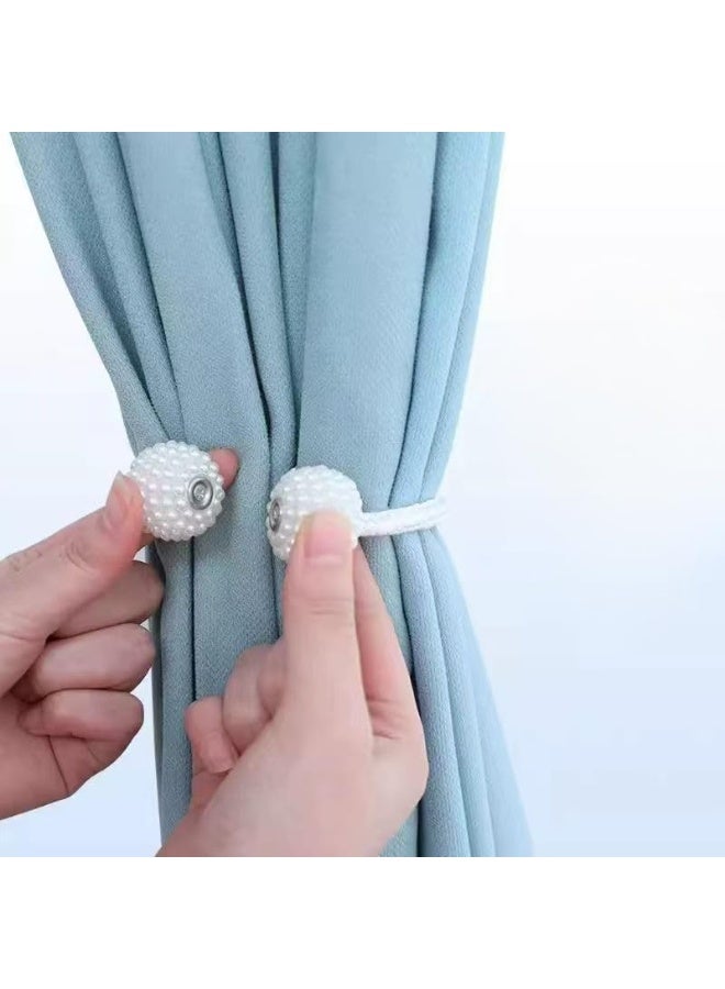 2 Pieces Curtain Tie Backs - Pearl Ball Curtain  TieBacks, European Drapes Clips Rope Holdbacks for Home, Office, Hotel Window Decorative - Image 2