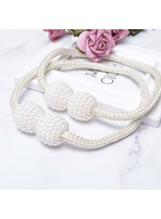 2 Pieces Curtain Tie Backs - Pearl Ball Curtain  TieBacks, European Drapes Clips Rope Holdbacks for Home, Office, Hotel Window Decorative - Image 3