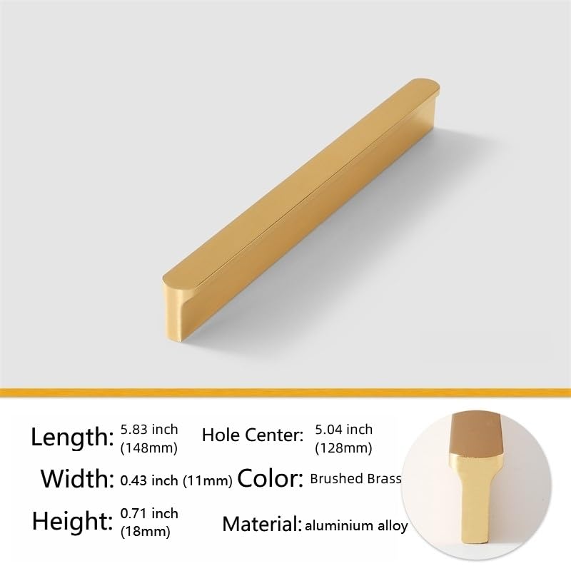 Shozafia 5 Pack Gold Cabinet Pulls Brushed Brass Kitchen Hardware Handles for Dresser Drawers Tbar Cabinet Hardware 582 inchBrushed Gold - Image 3