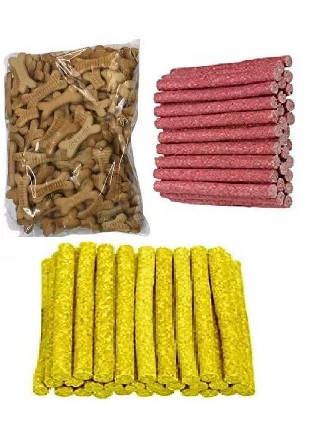 500 جرام من نكهة الدجاج + 500 جرام من نكهة لحم الضأن أعواد نكهة الدجاج وبسكويت مونشي - (عبوة 2 كجم) - Image 1