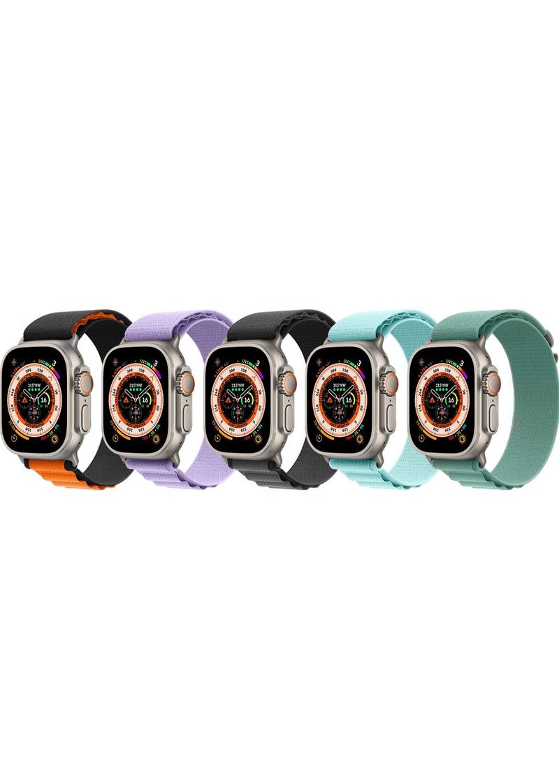 CATANES - 5 Pack Of Apple Watch Band 49mm 45mm 44mm 42mm Alpine Loop Band Women Men Adjustable with Metal G-Hook Strap for iWatch Ultra Series SE 8/7/6/5/4/3/2/1 Multicolour - Image 1