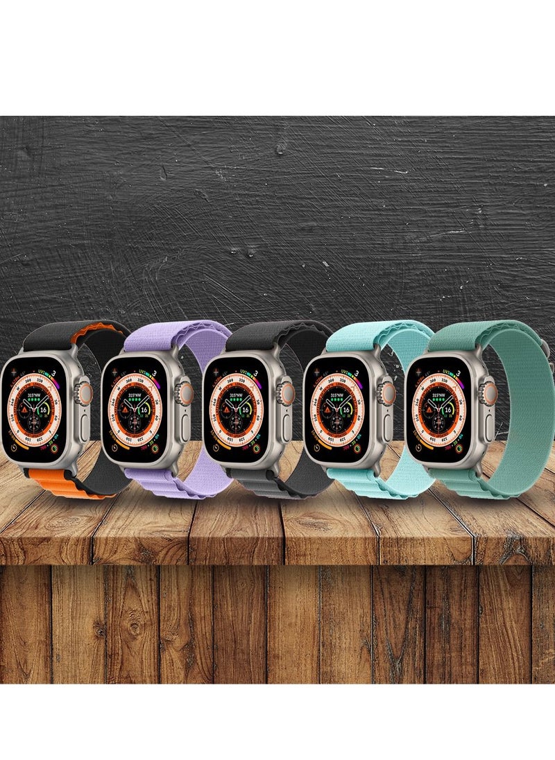 CATANES - 5 Pack Of Apple Watch Band 49mm 45mm 44mm 42mm Alpine Loop Band Women Men Adjustable with Metal G-Hook Strap for iWatch Ultra Series SE 8/7/6/5/4/3/2/1 Multicolour - Image 1