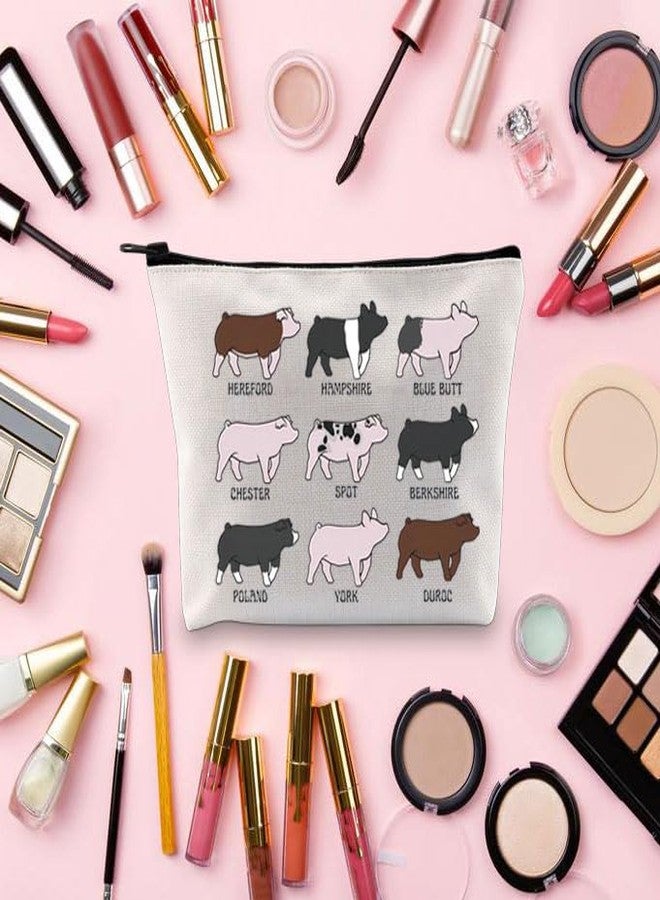 TOBGBE Funny Pig Idea Cosmetic Bag Pig Breed Inspired Zipper Pouch Pig Gifts for Pig Lovers Animal Lovers Gift Breeder Gift (Pig Show) - Image 3
