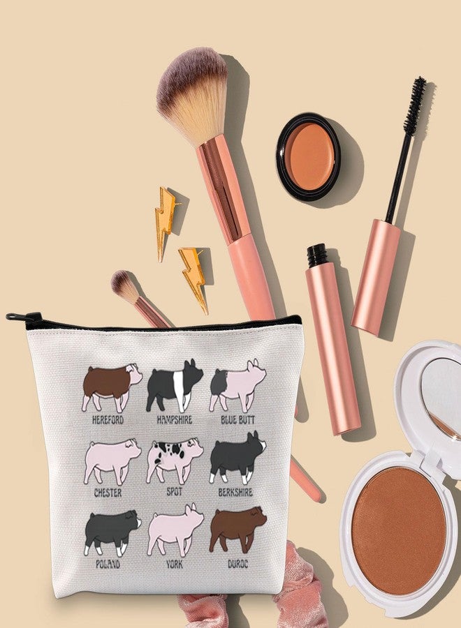 TOBGBE Funny Pig Idea Cosmetic Bag Pig Breed Inspired Zipper Pouch Pig Gifts for Pig Lovers Animal Lovers Gift Breeder Gift (Pig Show) - Image 4
