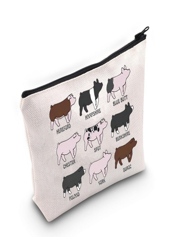 TOBGBE Funny Pig Idea Cosmetic Bag Pig Breed Inspired Zipper Pouch Pig Gifts for Pig Lovers Animal Lovers Gift Breeder Gift (Pig Show) - Image 1