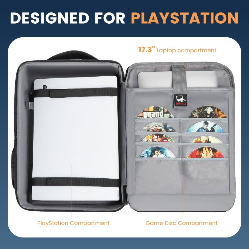 GOTECH Travel Backpack for PS5, Protective Carrying Case Bag for 17.3â€™â€™ Laptop, Controllers, Game Discs and More Gaming Accessories, PS5 Carrying Case with Multiple Pockets - Image 2