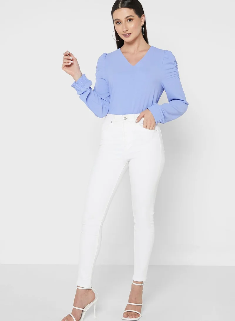 ONLY V-Neck Puff Sleeve Top
