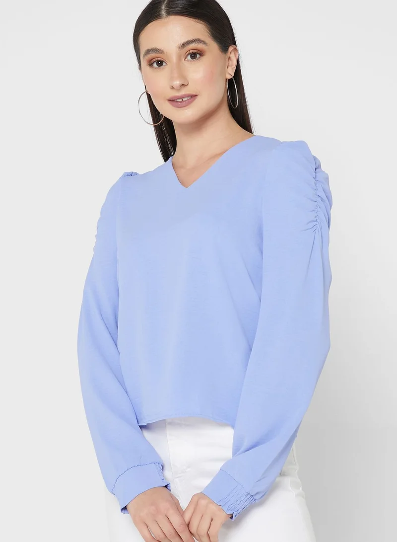 ONLY V-Neck Puff Sleeve Top