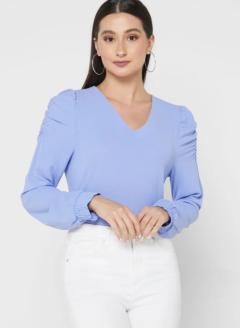 ONLY V-Neck Puff Sleeve Top