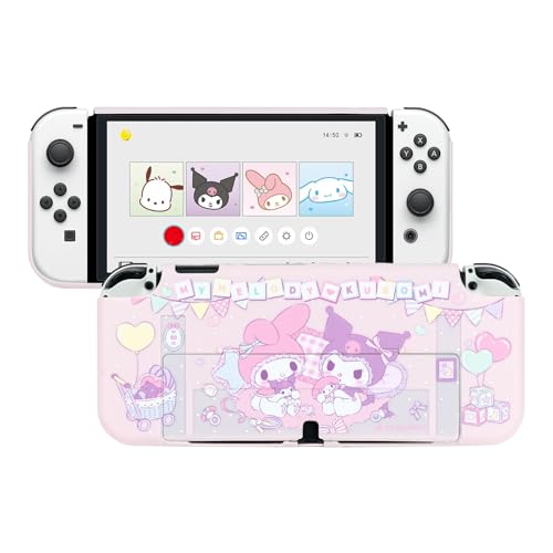 Kuitmor Protective Shell for Switch OLED, Dockable Integrated Hard Cover Skin, Compatible with Switch OLED and Joy Con - KLM (Purple, Thermoplastic Polyurethane) - Image 1