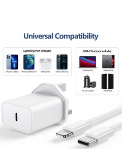 ELTRAZONE iPhone USB C Fast Charger Plug and Cable - [Apple MFi Certified] 20W Charging Power Adapter and 2M Original Lightning Cable Lead, Wall Charger for Apple iPhone 14 13/12/11/Pro Max/Mini/XR/X/8/7/iPad  - Image 3
