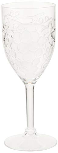 Prodyne Embossed Grape Acrylic Wine Glass 10 Ounce