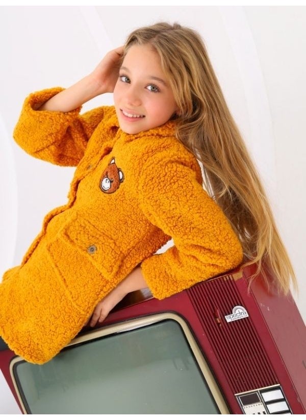 Tiny Tots Kids - Teddy Bear Embroidered Girls Plush Coat - Jacket - Image 1