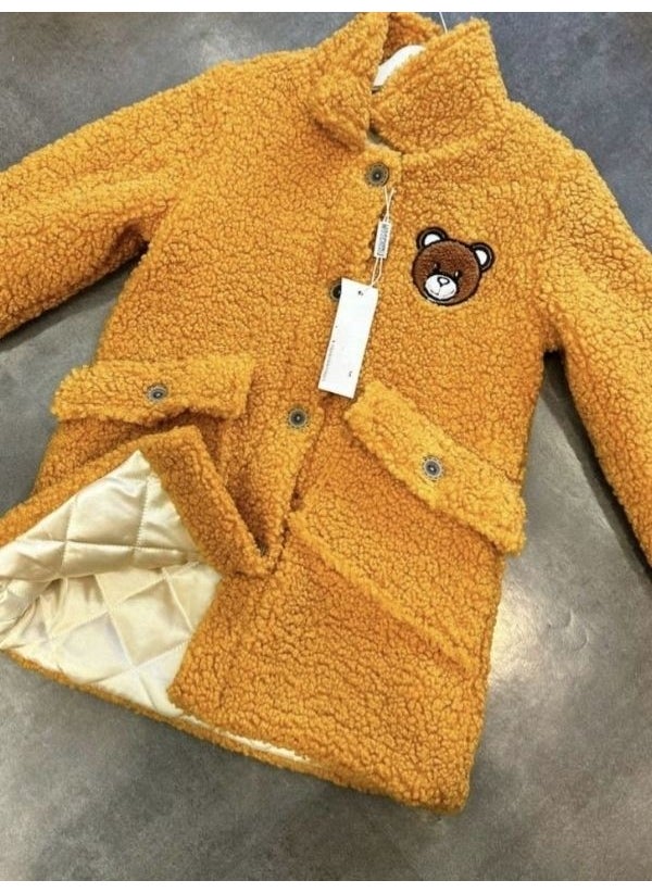 Tiny Tots Kids - Teddy Bear Embroidered Girls Plush Coat - Jacket - Image 1