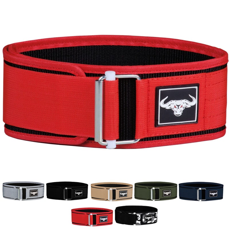 IBRO Quick Locking Premium Weight Lifting Belt Back Support for Powerlifting Cross Training Gym Bodybuilding 4 Inch Nylon Men and Women with Metal Buckle for Core Stability Red XL