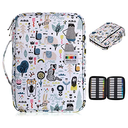 BTSKY Portable Colored Pencil Case - Colored Pencil Organizer Holds 166 Pencils or 112 Gel Pens Large Capacity Zippered Pencil Holder Gel pens (Animal) - Image 2