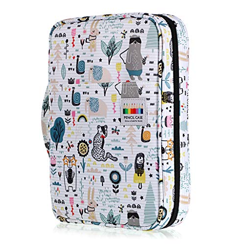 BTSKY Portable Colored Pencil Case - Colored Pencil Organizer Holds 166 Pencils or 112 Gel Pens Large Capacity Zippered Pencil Holder Gel pens (Animal) - Image 1