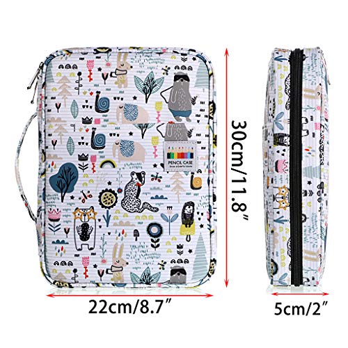 BTSKY Portable Colored Pencil Case - Colored Pencil Organizer Holds 166 Pencils or 112 Gel Pens Large Capacity Zippered Pencil Holder Gel pens (Animal) - Image 3
