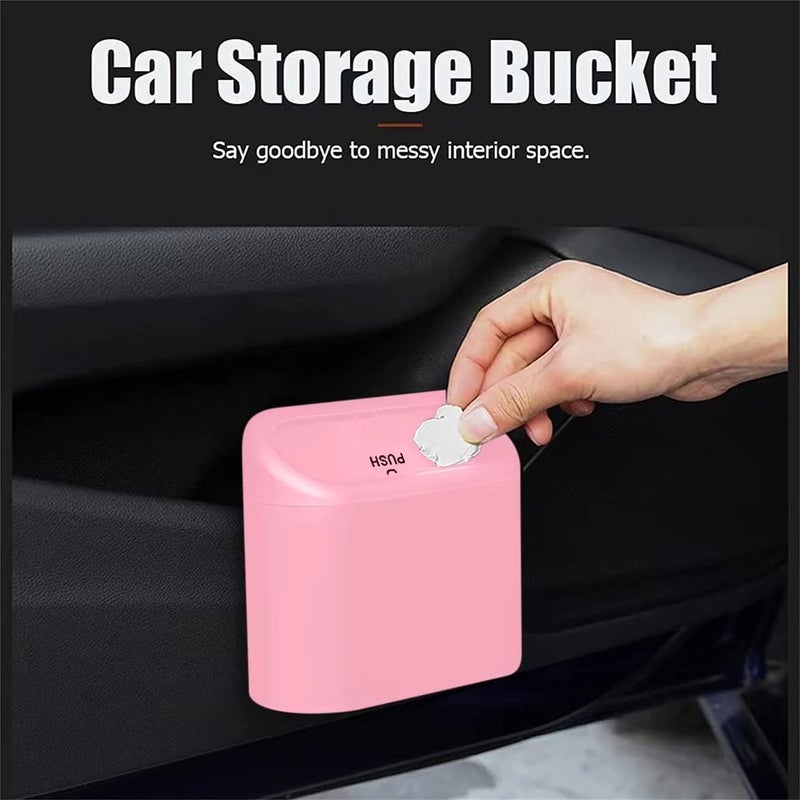 Tulsondai Car Trash Can, Mini Trunk Push Hanging Portable Car Bin with 2 roll Disposable Trash Bag for Vehicle Home, Office. (Car Trash can Pink) - Image 5