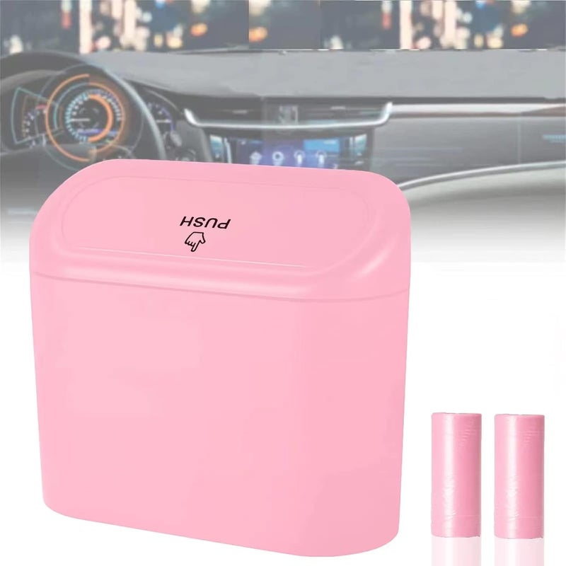 Tulsondai Car Trash Can, Mini Trunk Push Hanging Portable Car Bin with 2 roll Disposable Trash Bag for Vehicle Home, Office. (Car Trash can Pink) - Image 1