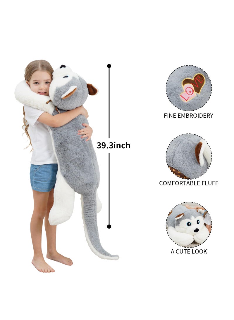 Dalmao 39.3 inch Jumbo Husky Stuffed Animals, Giant Wolf Dog Plush Toys, Cute Soft Big Plushies Large Puppy Pillow, Gift for Kids, Birthdays  - Image 2