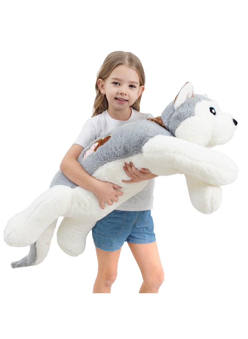 Dalmao 39.3 inch Jumbo Husky Stuffed Animals, Giant Wolf Dog Plush Toys, Cute Soft Big Plushies Large Puppy Pillow, Gift for Kids, Birthdays  - Image 1