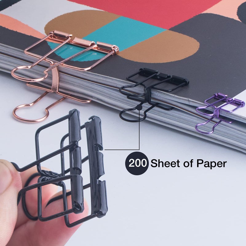 VENCINK 18 Pcs Gold Wire Binder Clips and 20 Pcs Cute Paper Clips Set Assorted Sizes, 2 Big 6 Medium 10 Small Smooth Steel Hollow Office Clamp Clips - Image 5