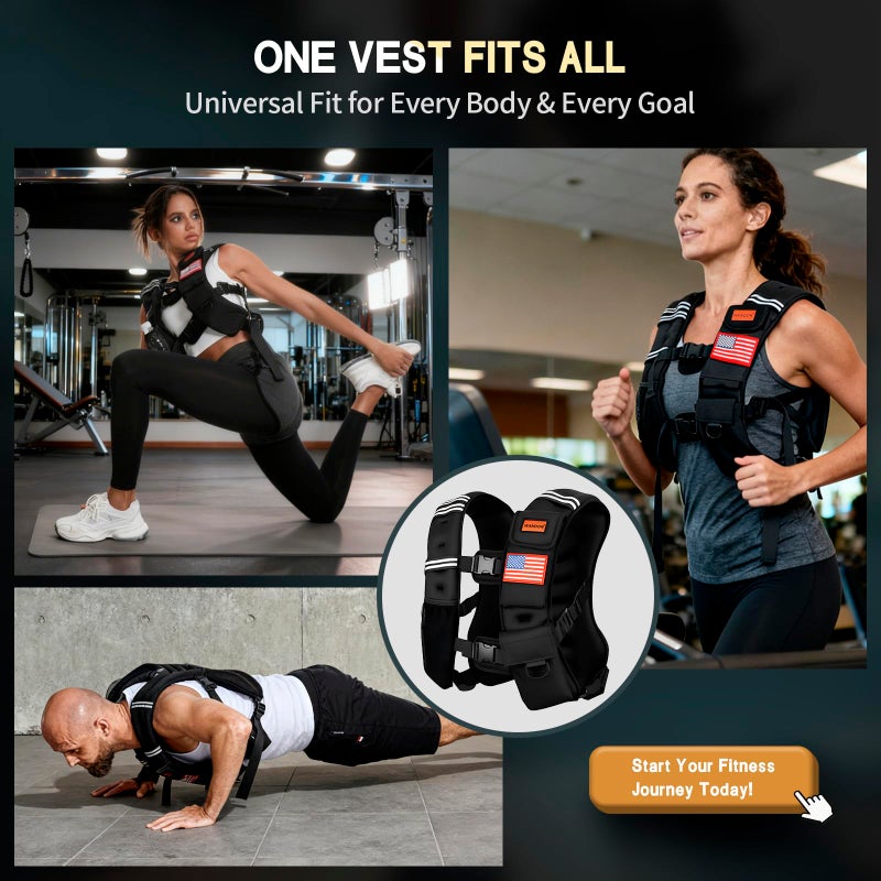 WANOON Weighted Vest Woman & Men,8lb/12lb/16lb/20lb/30lb/40lb Plus Size Weighted Vest With Phone Pockets & Reflective Strips for Walking, Running, Hiking,Rucking, Workout, Strength Training - Image 4
