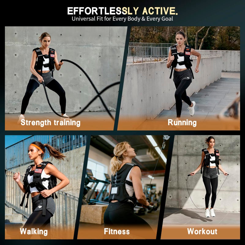 WANOON Weighted Vest Woman & Men,8lb/12lb/16lb/20lb/30lb/40lb Plus Size Weighted Vest With Phone Pockets & Reflective Strips for Walking, Running, Hiking,Rucking, Workout, Strength Training - Image 3