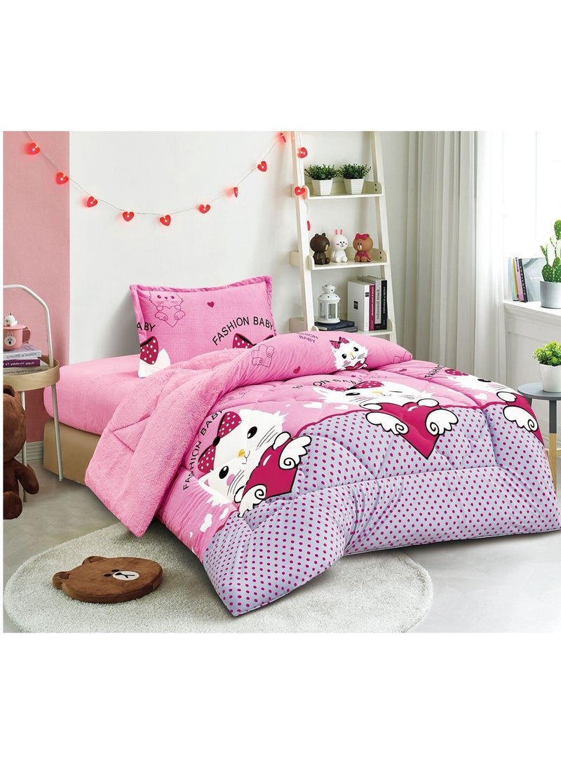 Red Rose Children's double-sided winter fur velvet bedspread, 3 pieces, quilt size 210*160