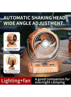 LIXES Portable Camping Fan with LED Light – Rechargeable Battery Operated Tent Fan for Outdoor, Travel, Hurricane, Emergency Use – Quiet, Compact, USB Powered Fan with Hanging Hook  - Image 2