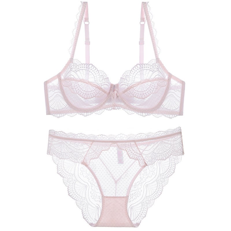 Women's French-Style Lace Bra with Lightweight Support and Comfortable Fit for Plus Sizes