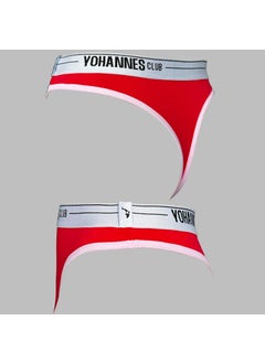 Yohannes Club Women, Elastic Belt Thong Panties, 2-Pack, Salmon, Red  - Image 5