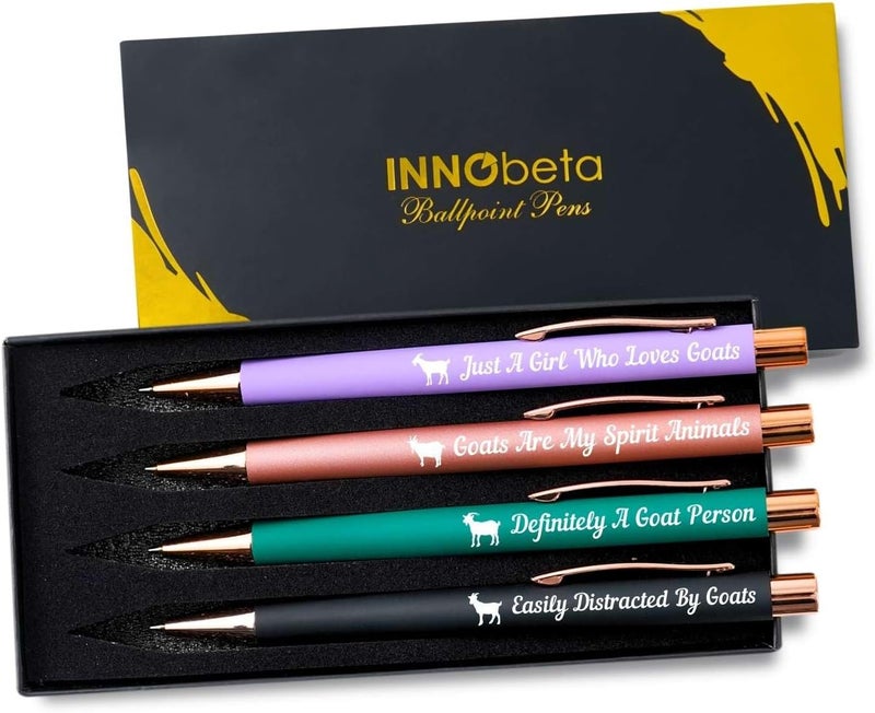 INNObeta InnoBeta Goat Gifts for Goat Lovers for Women  Girls Ballpoint Pen Set of 4 Perfect for Birthday Christmas Mothers Day - Image 1
