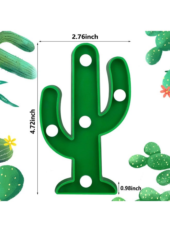 Jutom 4 Pieces LED Cactus Light up Mexican Party Decorations Cactus Fiesta Table Decor Cinco De Mayo Supplies Cute Night Lamp for Table Bedroom Party Supplies(4.72 x 2.76 Inch) - Image 2