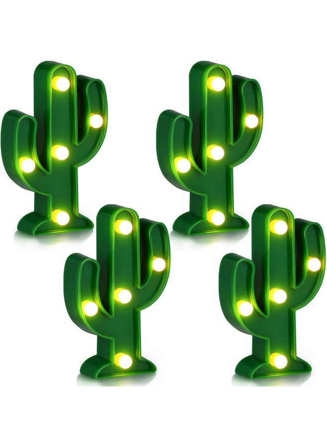 Jutom 4 Pieces LED Cactus Light up Mexican Party Decorations Cactus Fiesta Table Decor Cinco De Mayo Supplies Cute Night Lamp for Table Bedroom Party Supplies(4.72 x 2.76 Inch) - Image 1