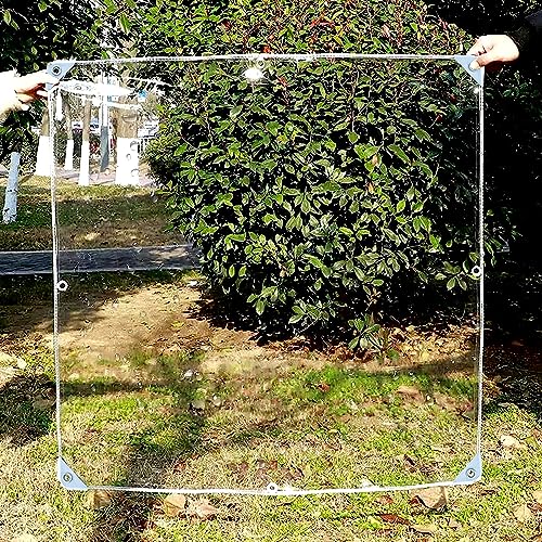 LCYFBE 3 x 6 FT Clear Tarps Heavy Duty PVC Vinyl 14 Mil Thick Tarpaulin Glass Tarpaulin with Metal Grommets, Protects Against Water, Tear, Cold Weather Resistan for Greenhouse Balcony Garden - Image 3