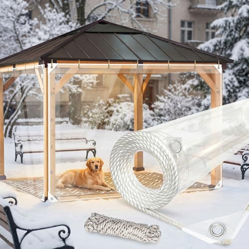 LCYFBE 3 x 6 FT Clear Tarps Heavy Duty PVC Vinyl 14 Mil Thick Tarpaulin Glass Tarpaulin with Metal Grommets, Protects Against Water, Tear, Cold Weather Resistan for Greenhouse Balcony Garden - Image 1