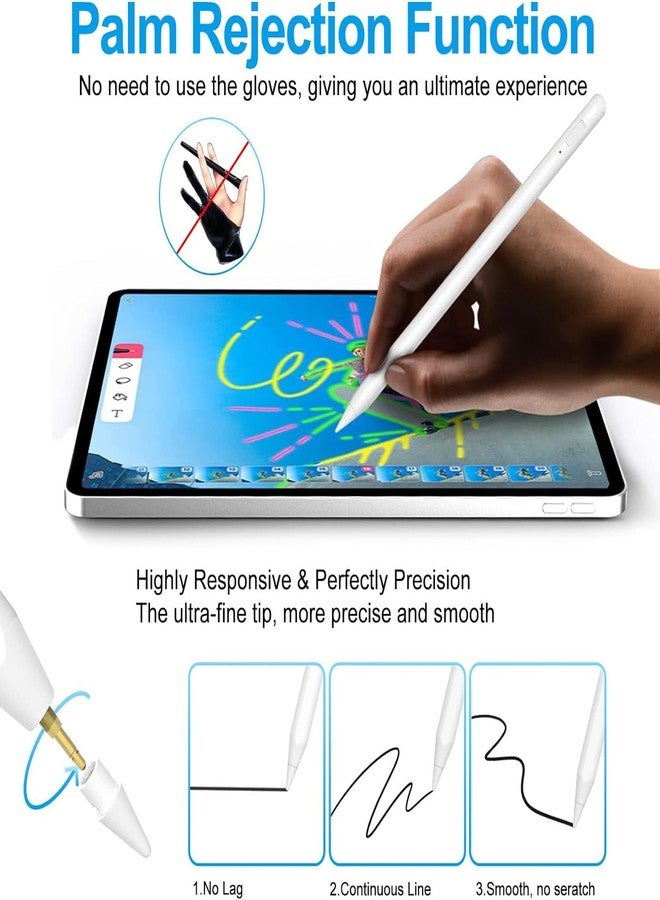 SLAUNT Stylus Pen for iPad 2018-2023 Apple Pencil with Palm Rejection Tilt Sensitivity Stylus Pen Compatible with iPad 6/7/8/9/10 Pro 11"/12.9" Air 3/4/5 Mini 5/6 - Image 3