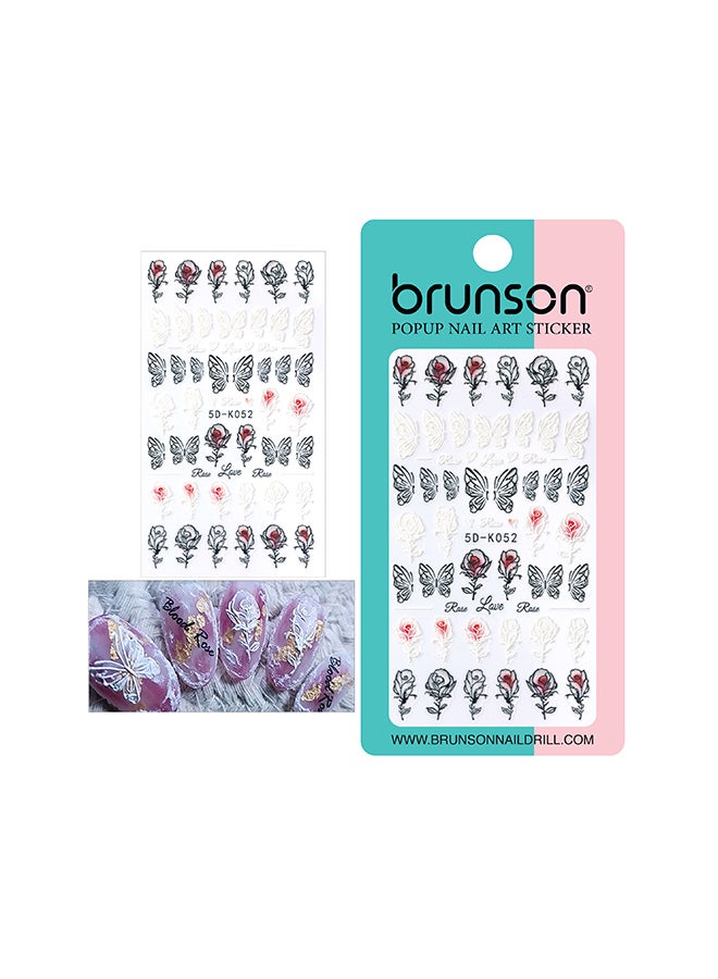 brunson 5D Flower Decals Exquisite Self Adhesive Nail Art Decoration Stickers 5D-k052