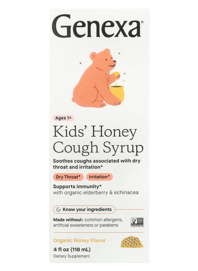 Genexa Kids' Honey Cough Syrup Ages 1+ Organic Honey 4 fl oz (118 ml) 