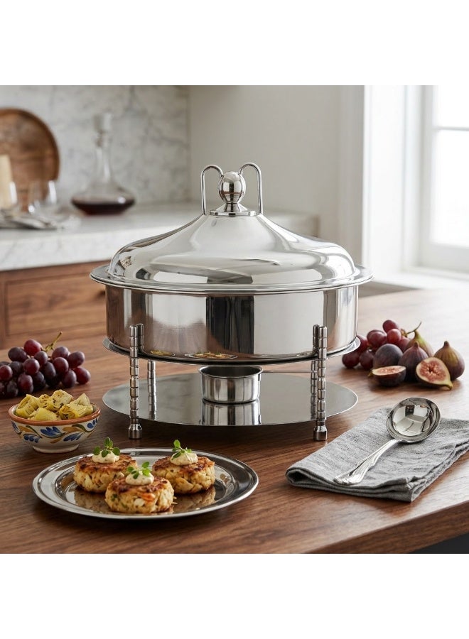 Maxima Oval Stainless Steel Chaffing Dish with Lid 6 Liter - Image 1