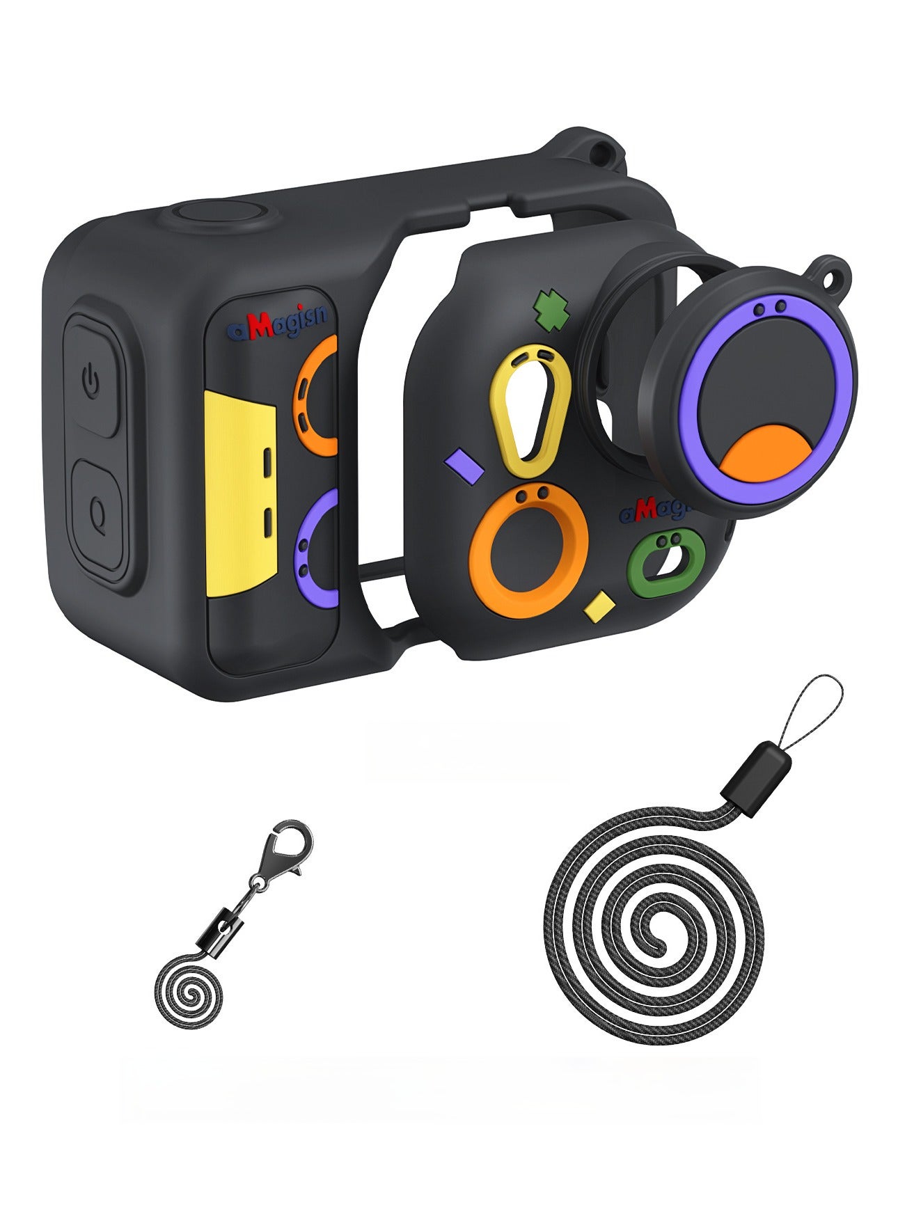 aMagisn Silicone Protective Case for Insta360 Go Ultra Camera, Full Coverage Soft Cover with Lens Cap, Precise Fit & Smooth Screen Access（Black）