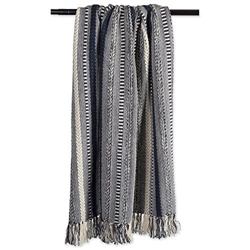 DII Braided Striped Decorative Throw Blanket, 50x60, Navy - Image 4