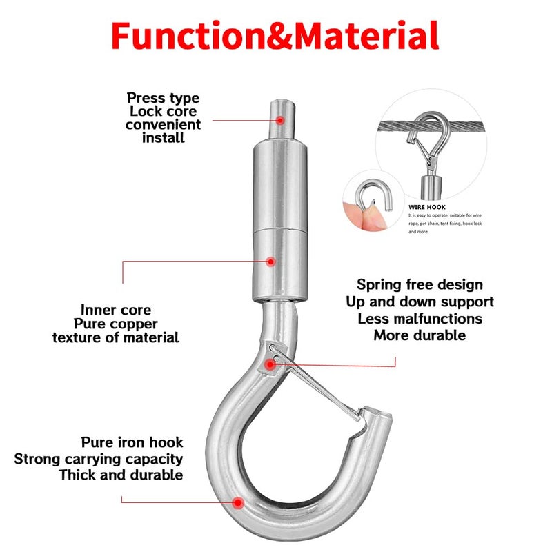 Heavy Duty Stainless Steel Wire Rope 6PCS with Adjustable Hook and Disc Hanging Safety Load 30KG 3.0M - Image 4