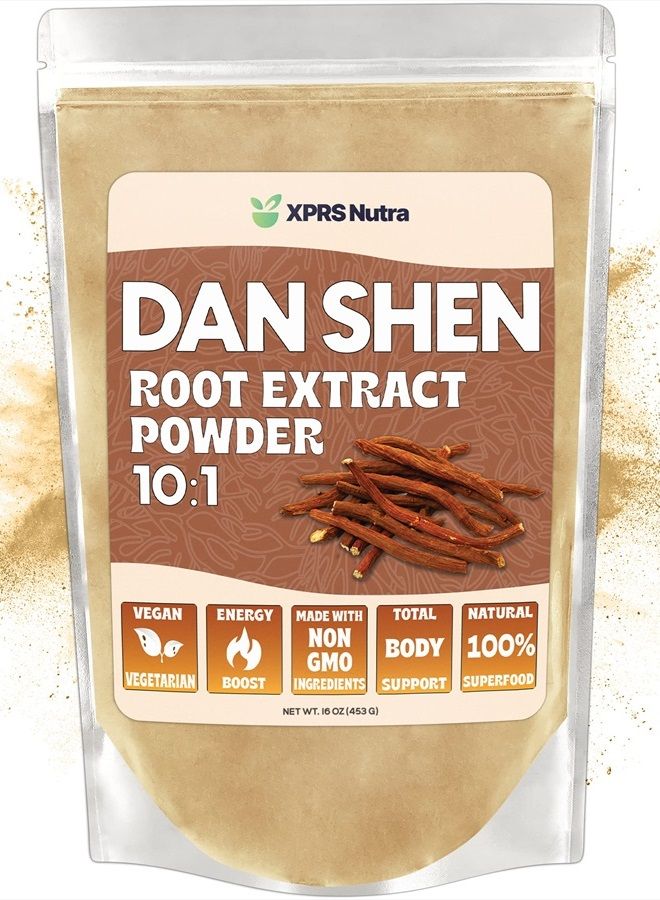 XPRS Nutra مسحوق مستخلص جذر دان شين 10:1 - مسحوق دان شين (المريمية الحمراء) المركز - مناسب للنباتيين دان شين (16 أونصة) - Image 1